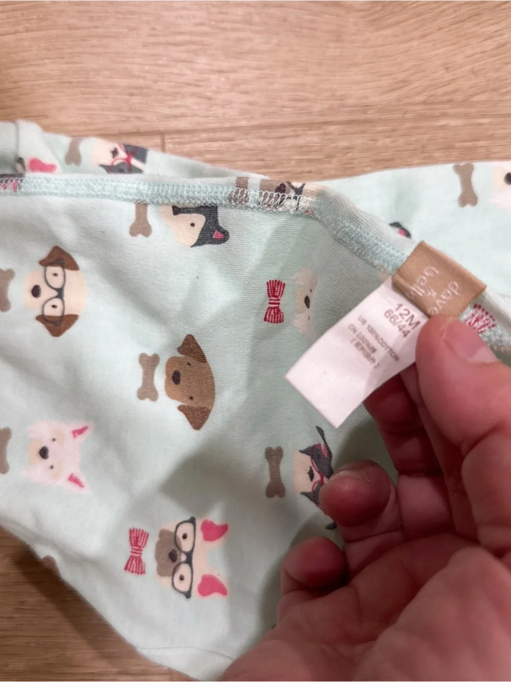 Baby Mint Puppy-Print Footie One-Piece
